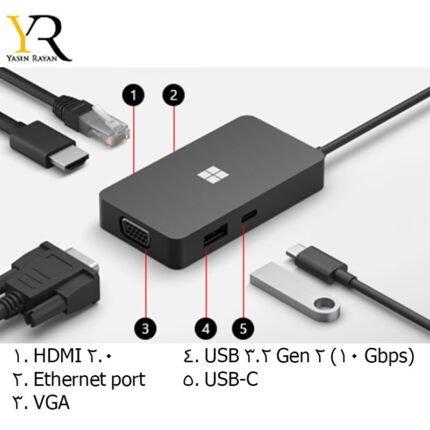 مبدل مایکروسافت سرفیس مدل USB-C Travel Hub